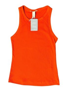 H&M Silk Blend Bright Orange Ribbed Tank Top Sz S NWT